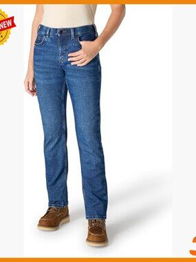 Mid Rise Straight Leg Jeans, Stretch Denim, Work Utility Pants Size 12